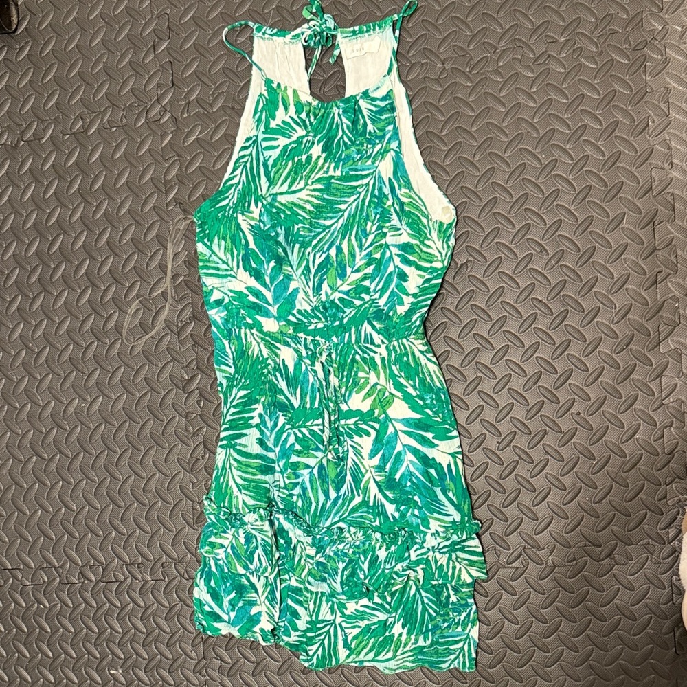 Tropical Green Leaf Print dress